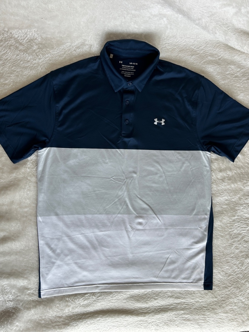 Under Armour Playoff Polo Shirt | Men’s Large | Blue Colorblock